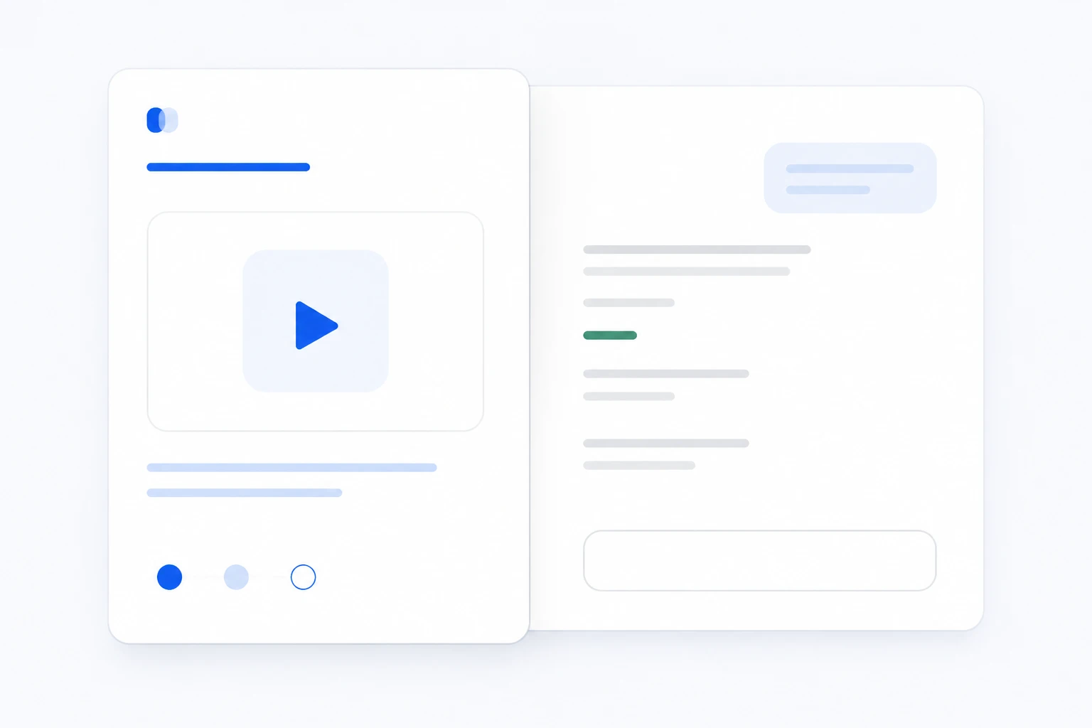 Abstract illustration of a guided lesson beside an AI conversation